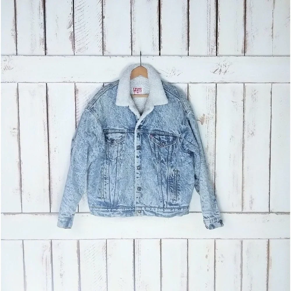Vintage Levis denim trucker red tab acid wash jean jacket - Picture 1 of 5